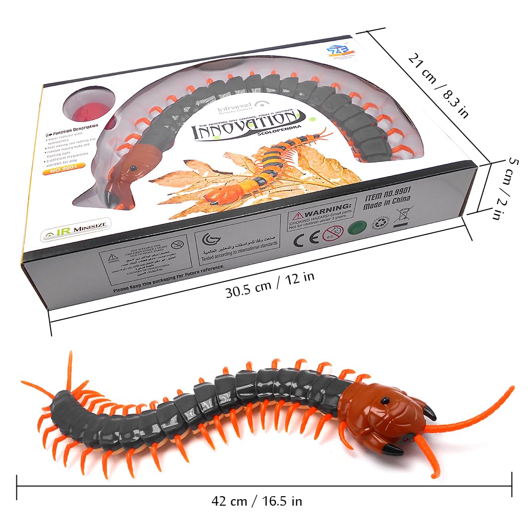 Tipmant Simulation RC Centipede Scolopendra Realistic Remote Control Vehicle Car Animal Insect Large Size Electric Prank Toy Kids Christmas Birthday Gifts (Navy Green)