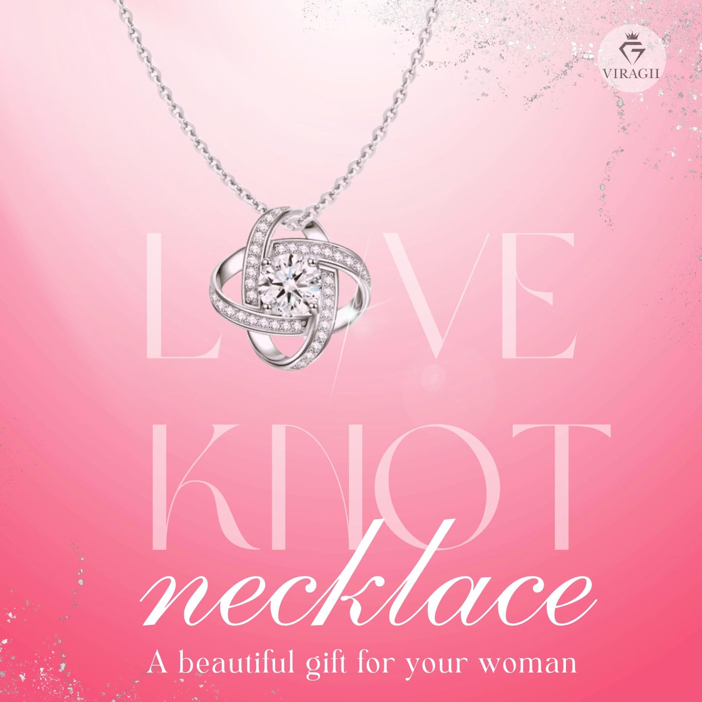 VIRAGIL Aunt Gifts from Niece, Gifts for Niece from Aunt, Aunt and Niece Gifts, Sterling Silver Love Knot Necklace, Mahogany Luxury Gift Box, Aunt Birthday MothersDay Gifts, Christmas Gifts, Card 1