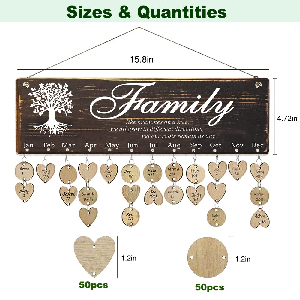 Logresy Birthday Gifts for Grandma, Family Birthday Tracker Reminder Calendar Board, Best Mom Grandma Christmas Mother Day Present Idea, Record Birthday in One Place, New Year Gift for Elderly