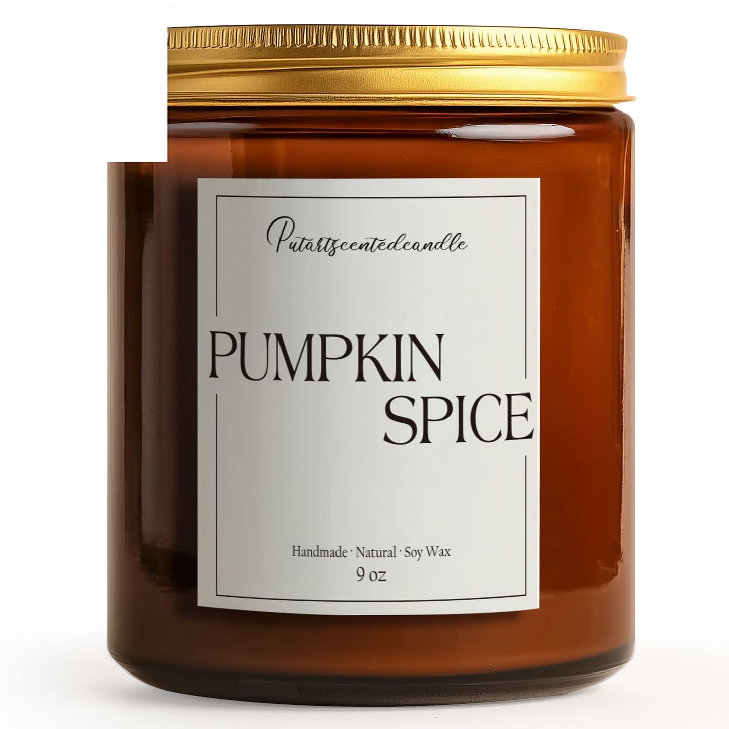 Putart Pumpkin Spice Scented Candles for Home, Natural Soy Wax Aromatherapy Non Toxic Pumpkin Fall Candle Gifts for Women Men, Autumn Amber Glass Jar Candle Decoration for Halloween Holidays (9oz