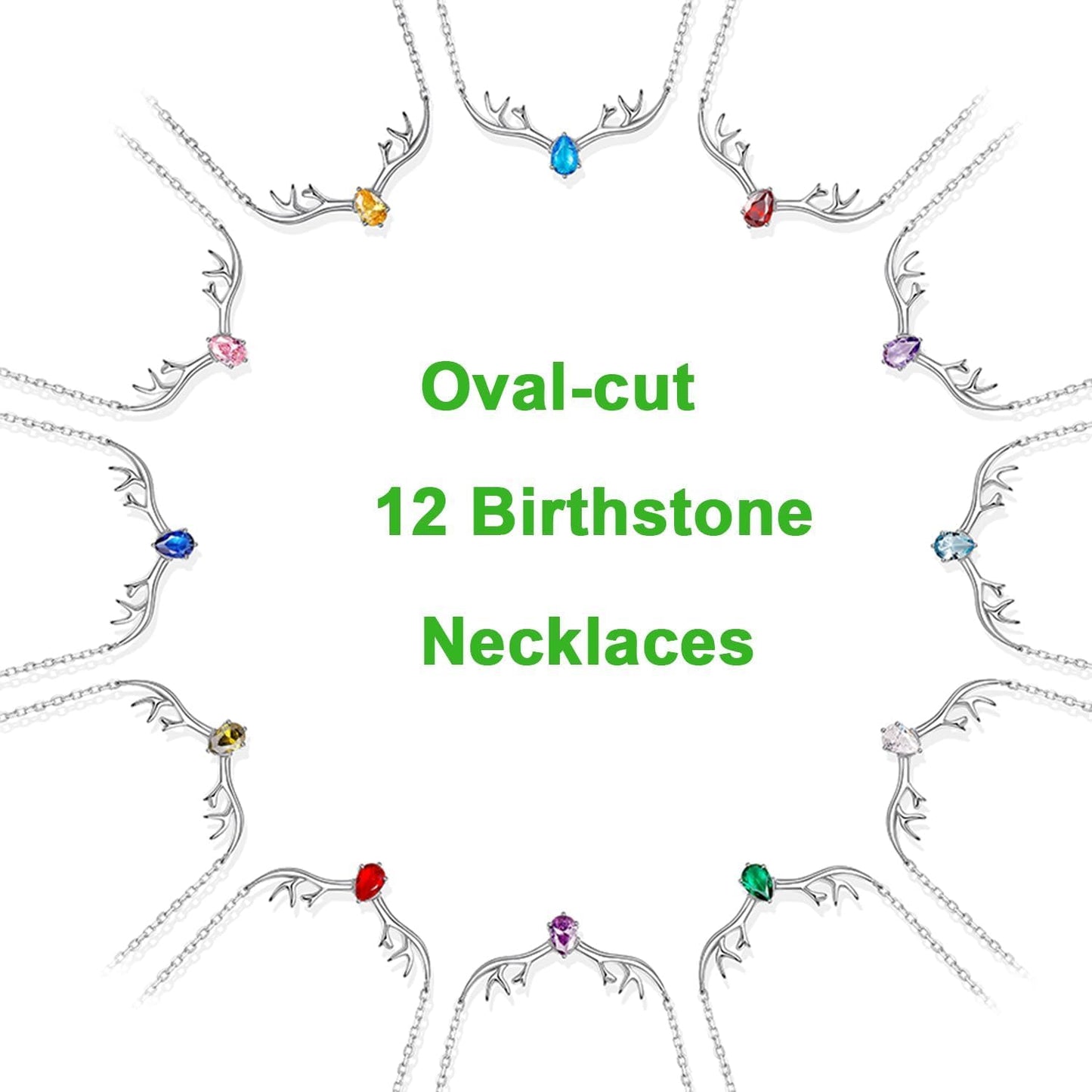 U7 Women Collar Necklace March Birthstone Aquamarine Jewelry Sterling Silver Lucky Reindeer Antler Necklace 16"-18"