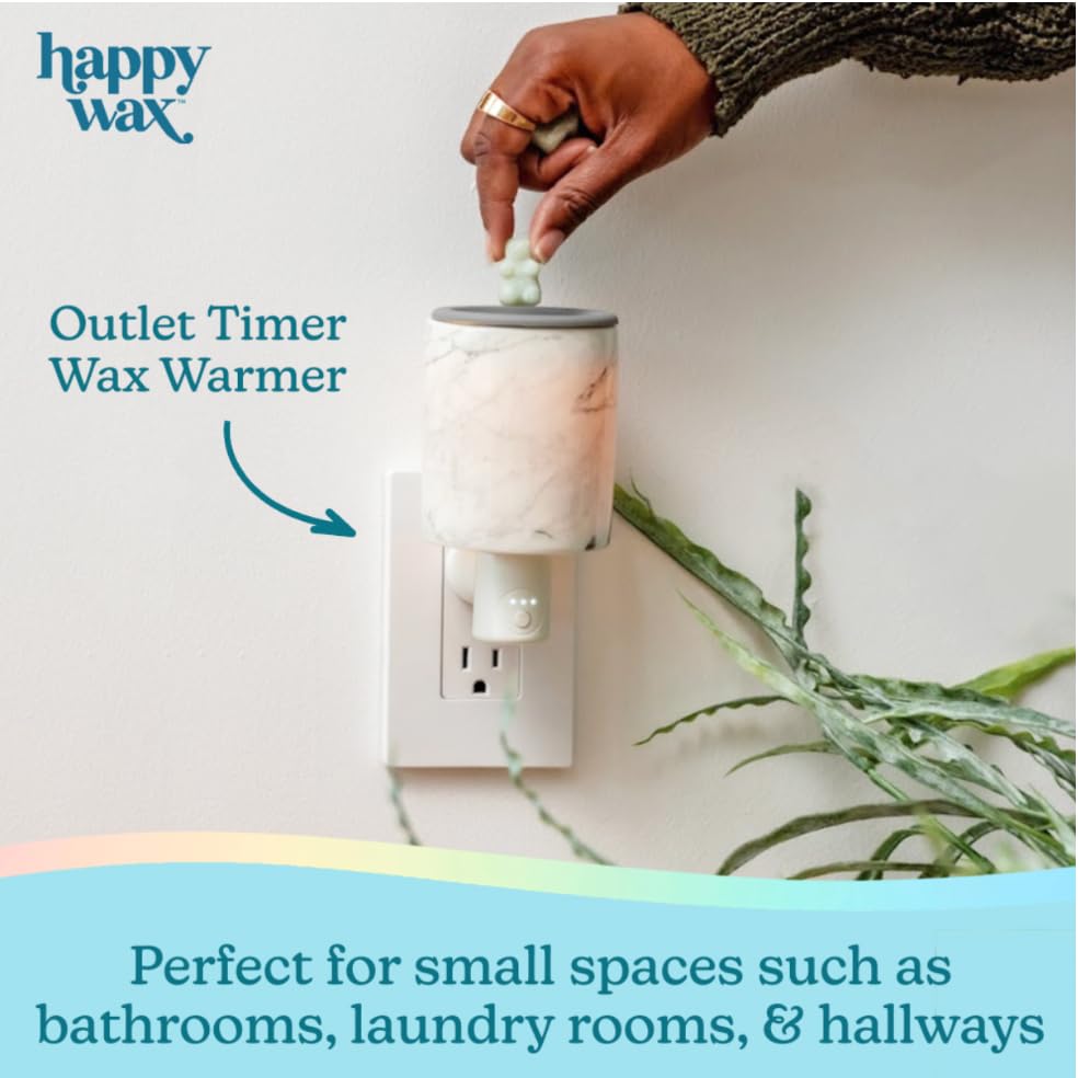 Happy Wax Black Outlet Timer Warmer for Scented Wax - Compact Ceramic Wall Plug in Wax Melt Warmer with Timer - Wax Melter for Home Fragrance with Removable Silicone Dish