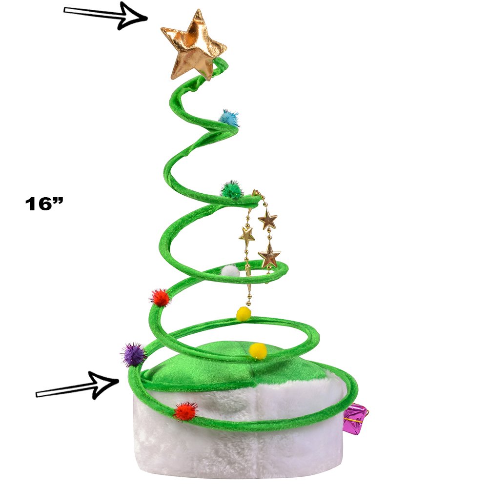 Funny Party Hats Santa Hat - Red Sequin Santa Hat - Coil Christmas Tree Hat - Christmas Hats - 2 Pack Holiday Hats