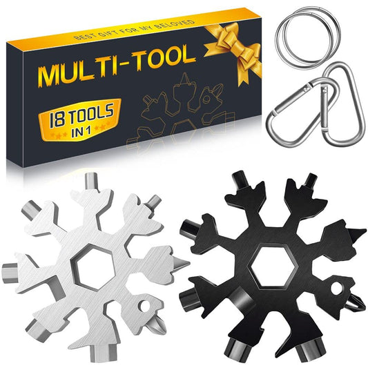 Stocking Stuffers for Adults Men Dad Gifts, Multi Tool 2 Pack 18 in 1 Snowflake Hand Tools Christmas Gifts for Men Dad Husband Outdoors Camping Portable Bottle Opener Flat Screwdriver Kit Wrench