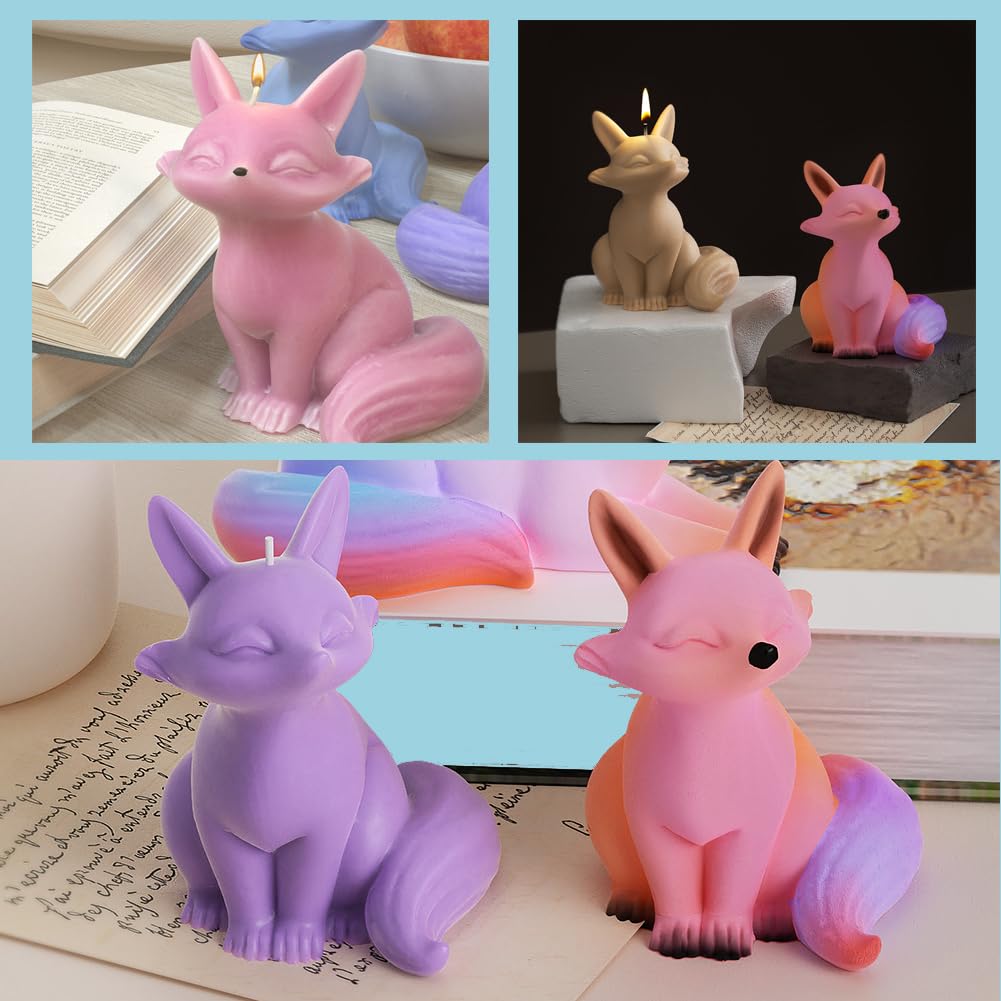 6PCS Animal Resin Mold, Alpaca, Bulldog, Fox, Cat,Bear and Octopus 3D Lifelike Silicone Molds for Epoxy Resin, Unique Display Mould for DIY Crafts Wall Desktop Home Decoration Candle Making (Model B)