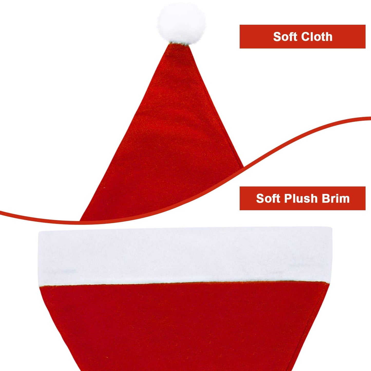 Geyoga 24 Pcs Soft Santa Hat Bulk Women Men Christmas Non Woven Fabric Santa Claus Hat with Pom Xmas Party Supply Decor(11.81 x 15.75 Inch,Red)