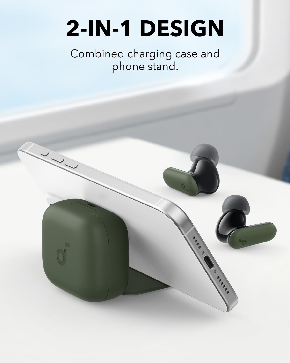 Soundcore P30i by Anker Noise Cancelling Earbuds, Strong and Smart Noise Cancelling, Powerful Bass, 45H Playtime, 2-in-1 Case and Phone Stand, IP54, Wireless Earbuds, Bluetooth 5.4 (Green)