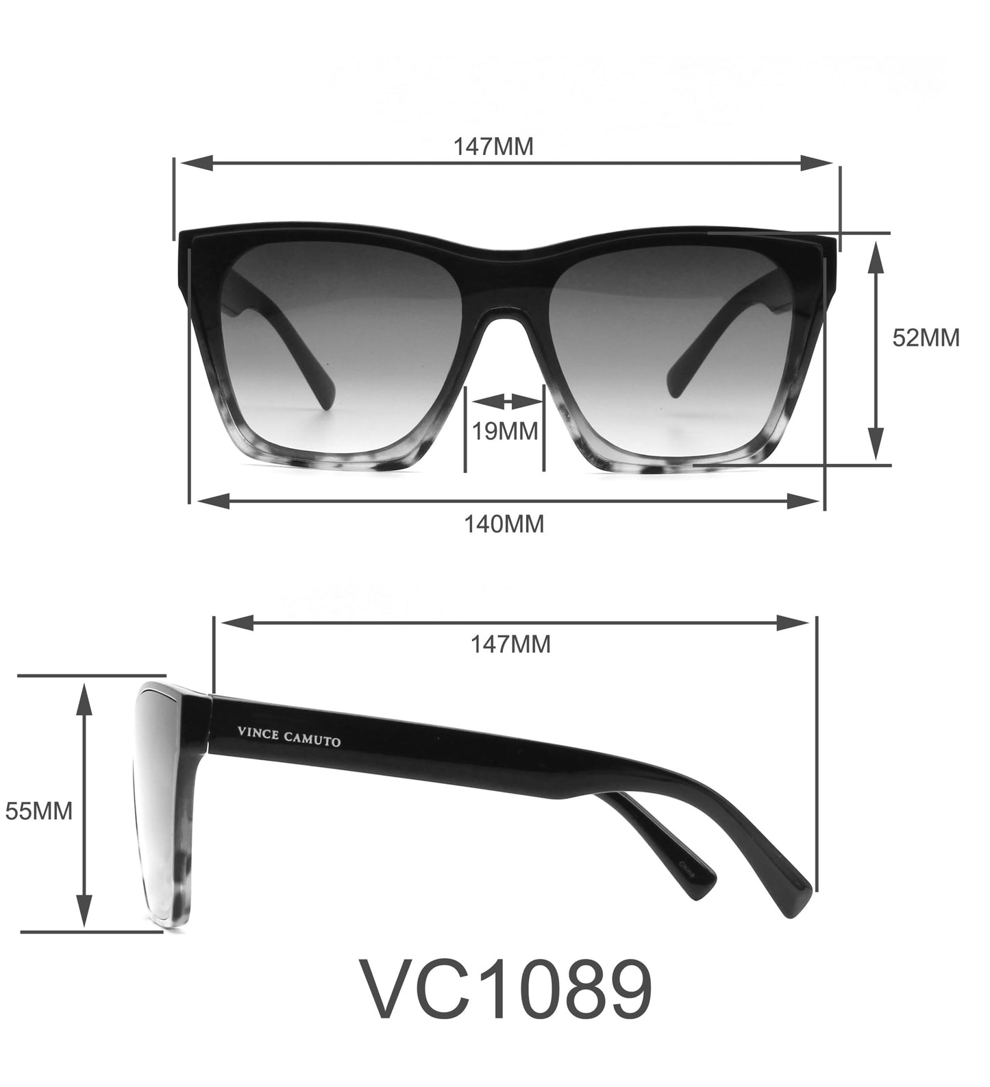 Vince Camuto Women's VC1089 Shield 100% UV Protective Square Sunglasses. Luxe Gifts for Her, 140 mm, Tortoise