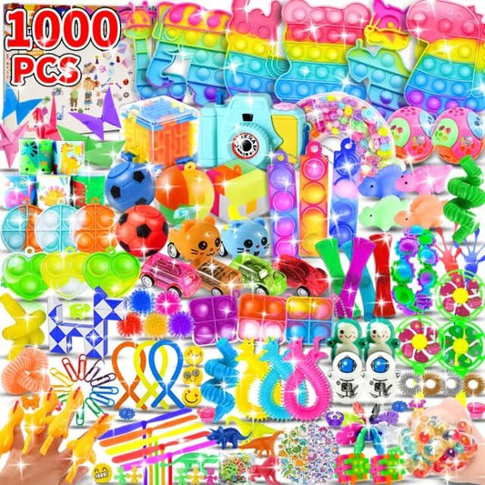 1000pcs Party Favors Goodie Bags for Kids, Fidget Toys Pack, Stocking Pinata Stuffers, Birthday Gifts, Classroom Prize, Treasure Box, Carnival Prizes, Easter Eggs Fillers