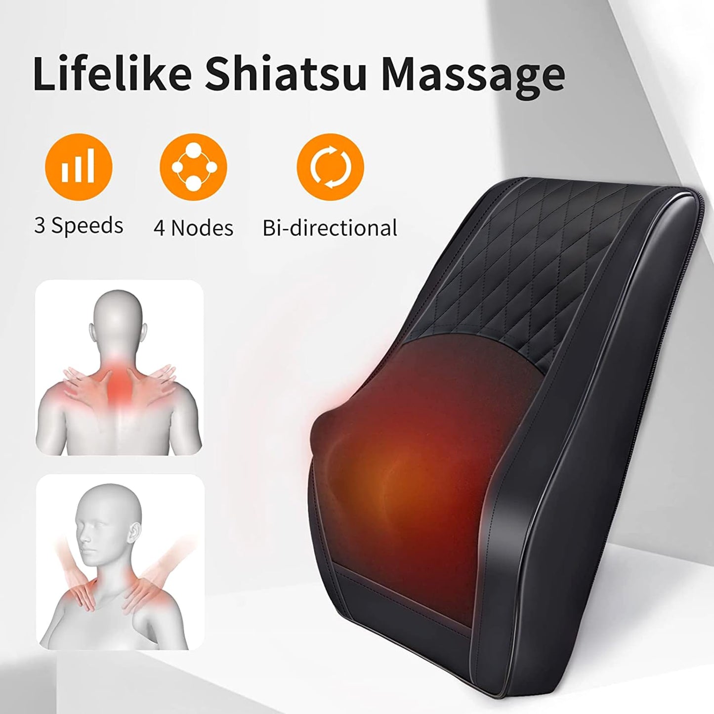 Boriwat Back Massager with Heat, 3D Kneading Massage Pillow for Back, Neck, Shoulder, Leg Pain Relief Deep Tissue, Gifts for Women Men Mom Dad