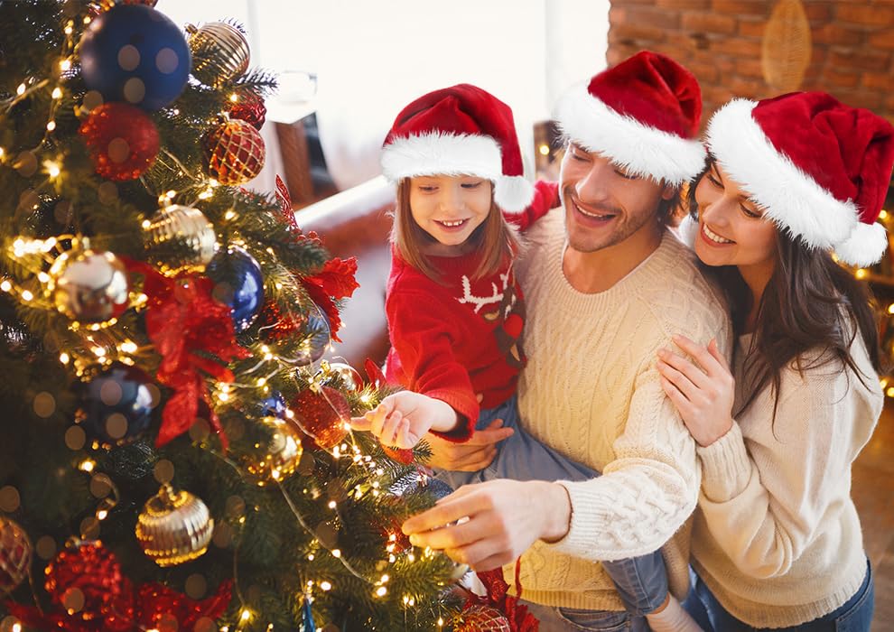 OGAJO Christmas Hat for Adults Santa Hats Unisex Red Velvet Extra Thicken Holiday Headwear Xmas Hat for Festive New Year Party (2 Pack)