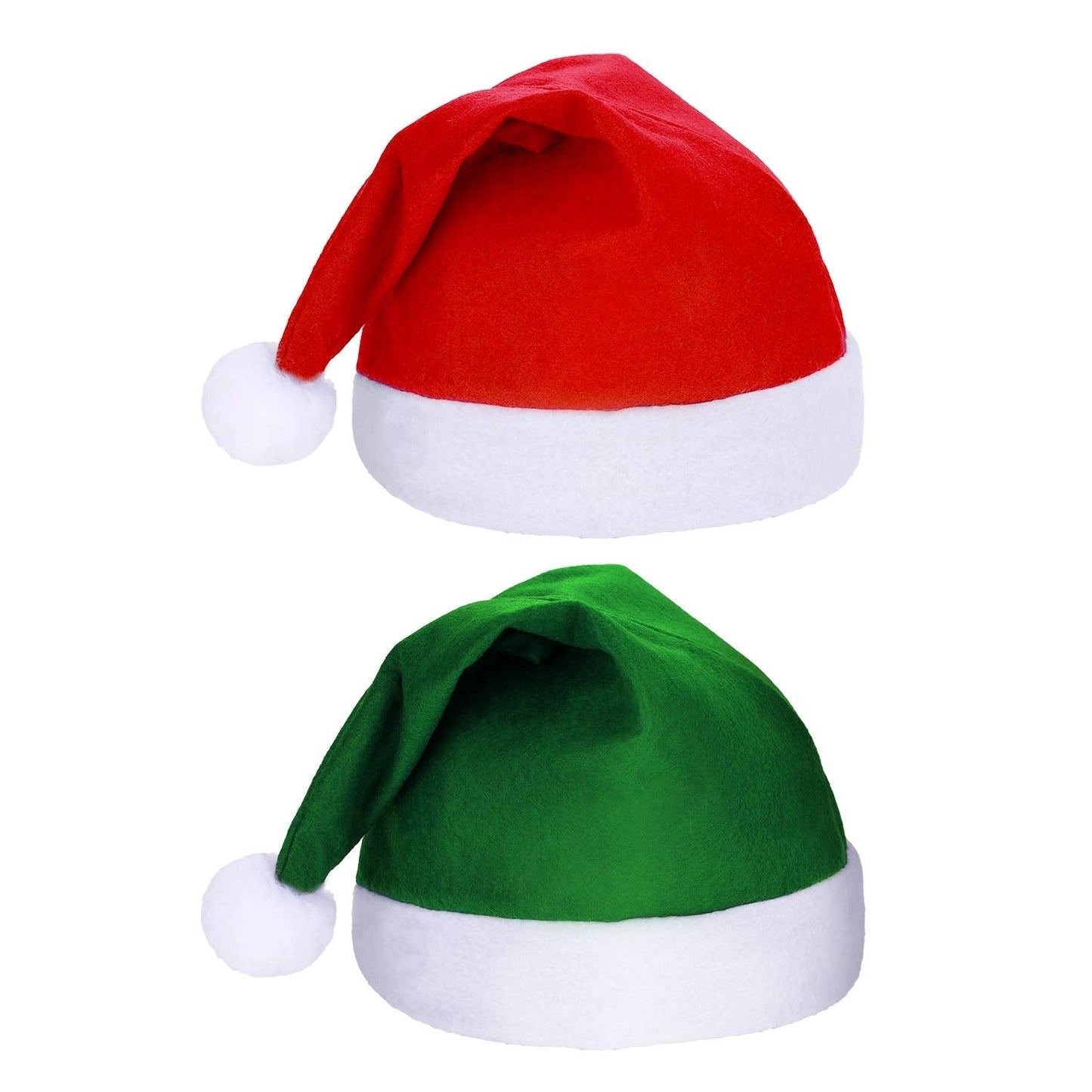 SATINIOR 16 Pieces Christmas Hat Bulk Santa Claus Xmas Santa Non Woven Fabric Hats for Christmas Adult Party Decorations(11 x 15 Inch,Green and Red)