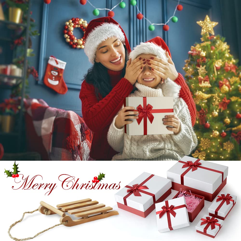 Eerbaier Gift Boxes with Lids for Presents, 5 Sizes Gift Wrap Boxes, Present Boxes for Weddings, Birthdays, and All Gift Giving Occasions(Red/White)