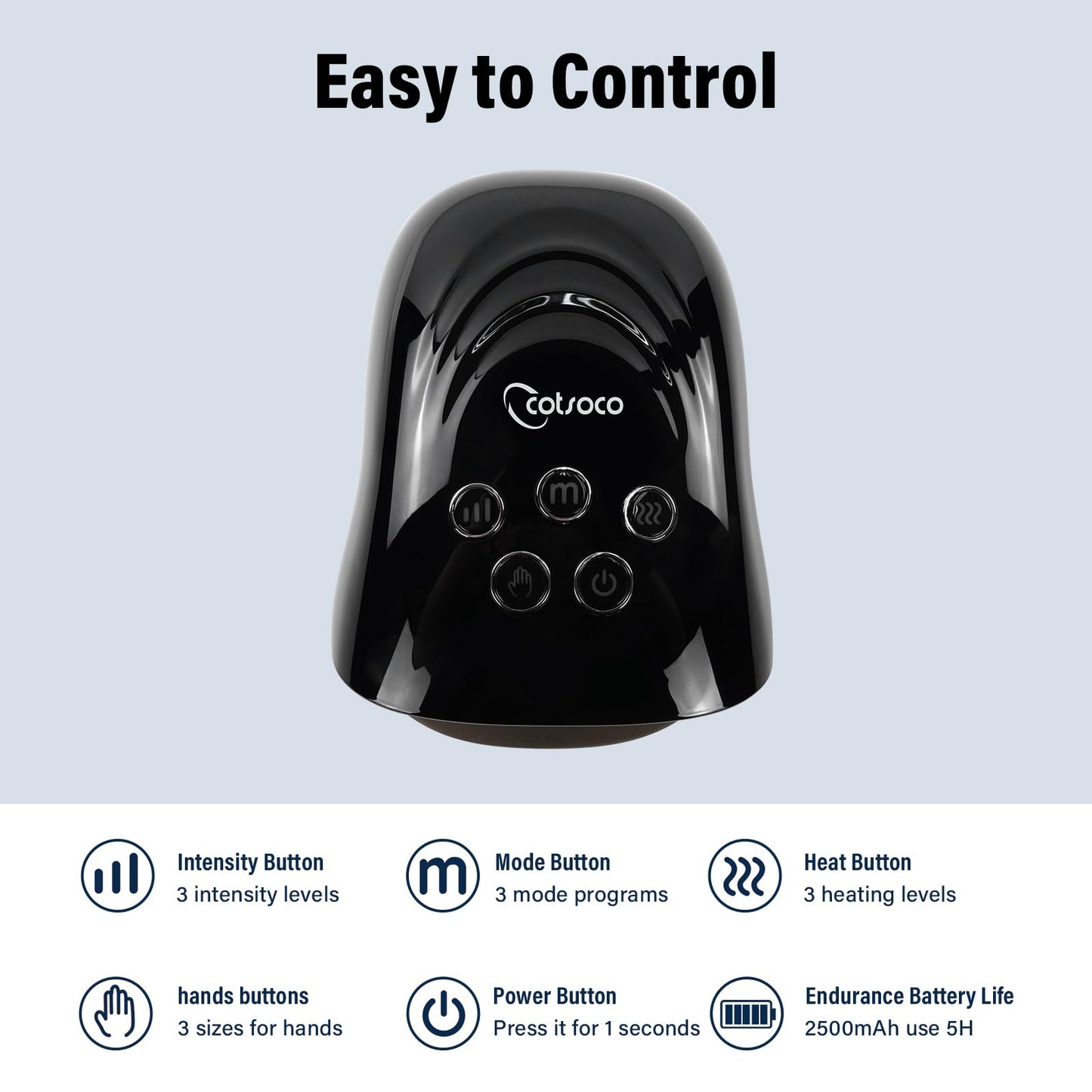 cotsoco Hand Massager with Heat and Compression for Arthritis and Carpal Tunnel, Birthday Gifts for Women Mom Men,Black