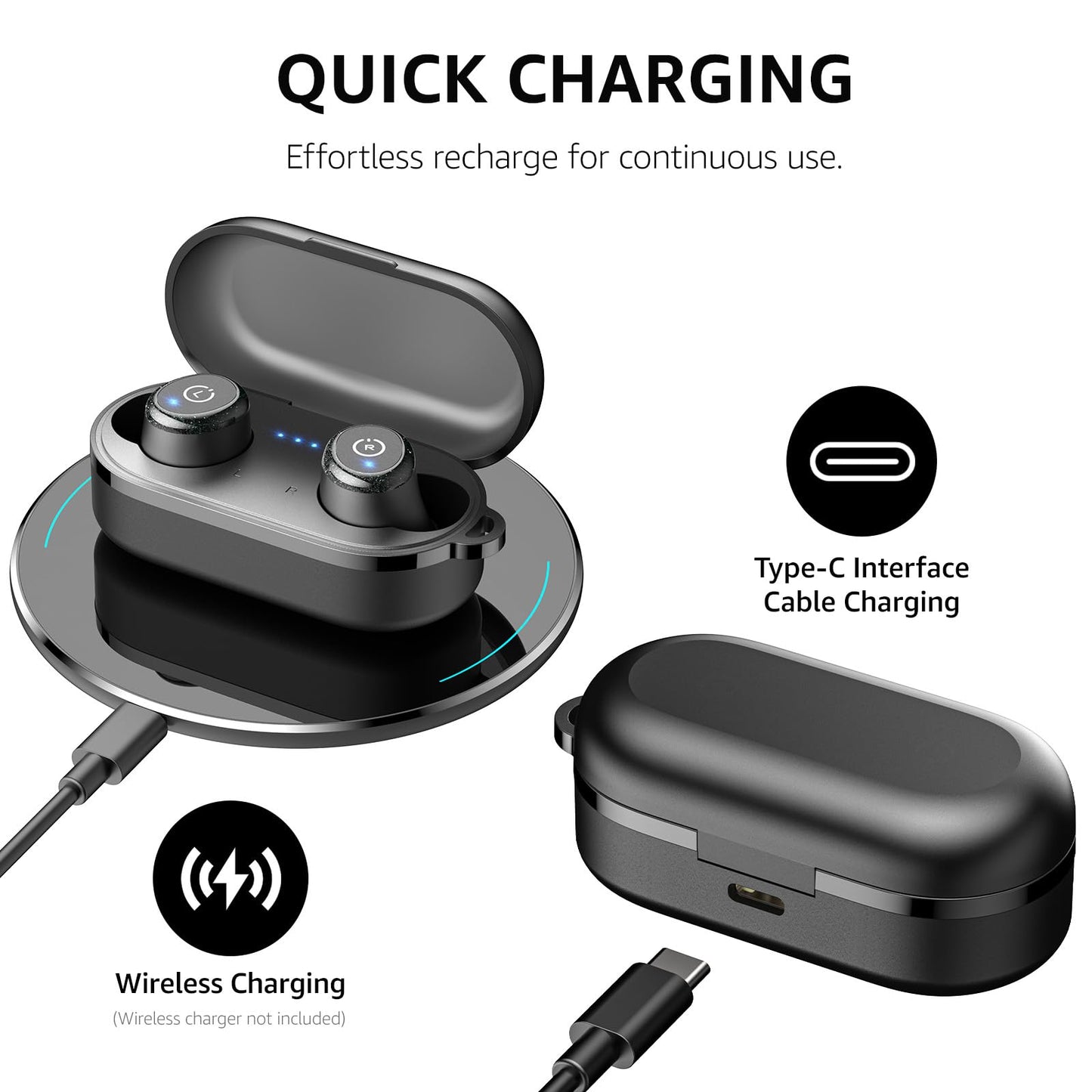 TOZO T10 Wireless Earbuds Bluetooth 5.3 Headphones, App Customize EQ, Ergonomic Design, 55H Playtime, Wireless Charging Case, IPX8 Waterproof Sound in-Ear Headset, 2025 New Version