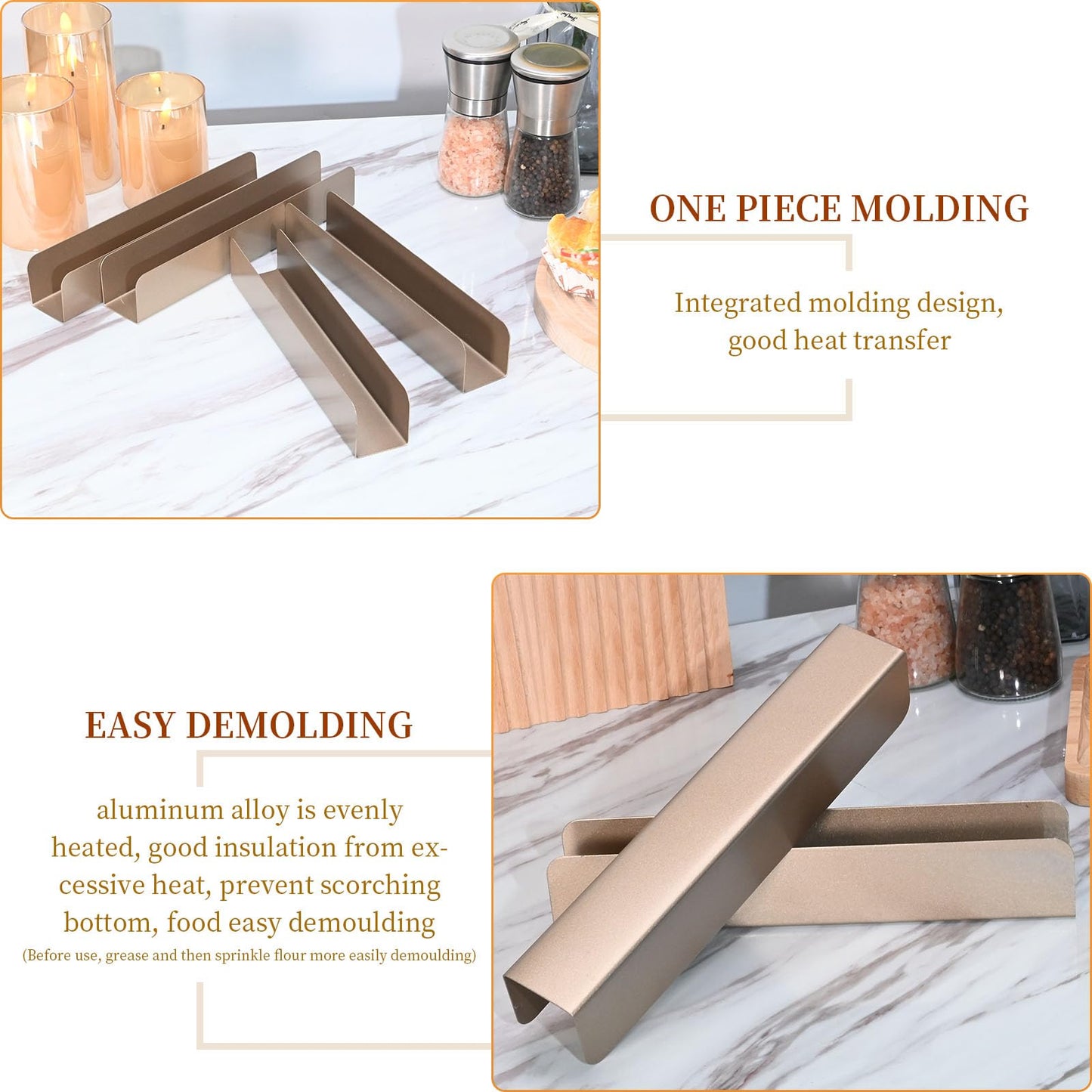 4PCS Cookie Cutter Long Non- Stick, Rectangle Cookie Cutters, Carbon Steel Cookie Mold, U Shape Biscuit Cake Bread Mold for Baking Fondant Baguette Dessert, 9.5"x1.8"x1.6"