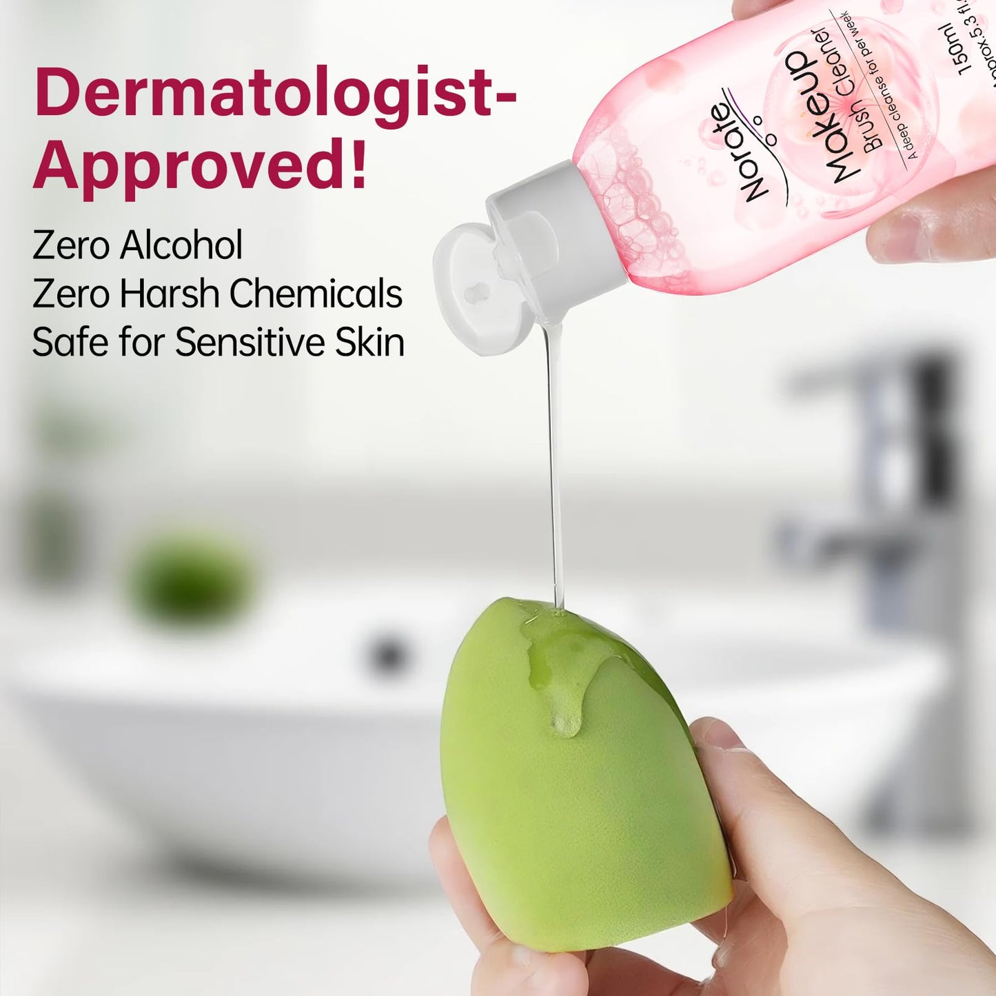 Norate Makeup Brush Cleaner, Electric Makeup Brush Cleaner Machine + Solution, Removes Residue from Makeup Brushes with Deep-Clean Cruelty-Free Shampoo, Stocking Stuffers for Women, Moms,Teen Girls