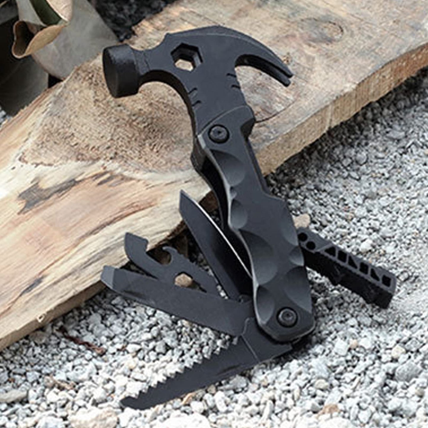 Multitool 9 in 1 Hammer Multifunctional Outdoor Hunting Kit Christmas Gifts for Emergency Unique Portable Escape,Travel,Family Mini Camping Gear Survival Tool for Dad Boyfriend Men,Black