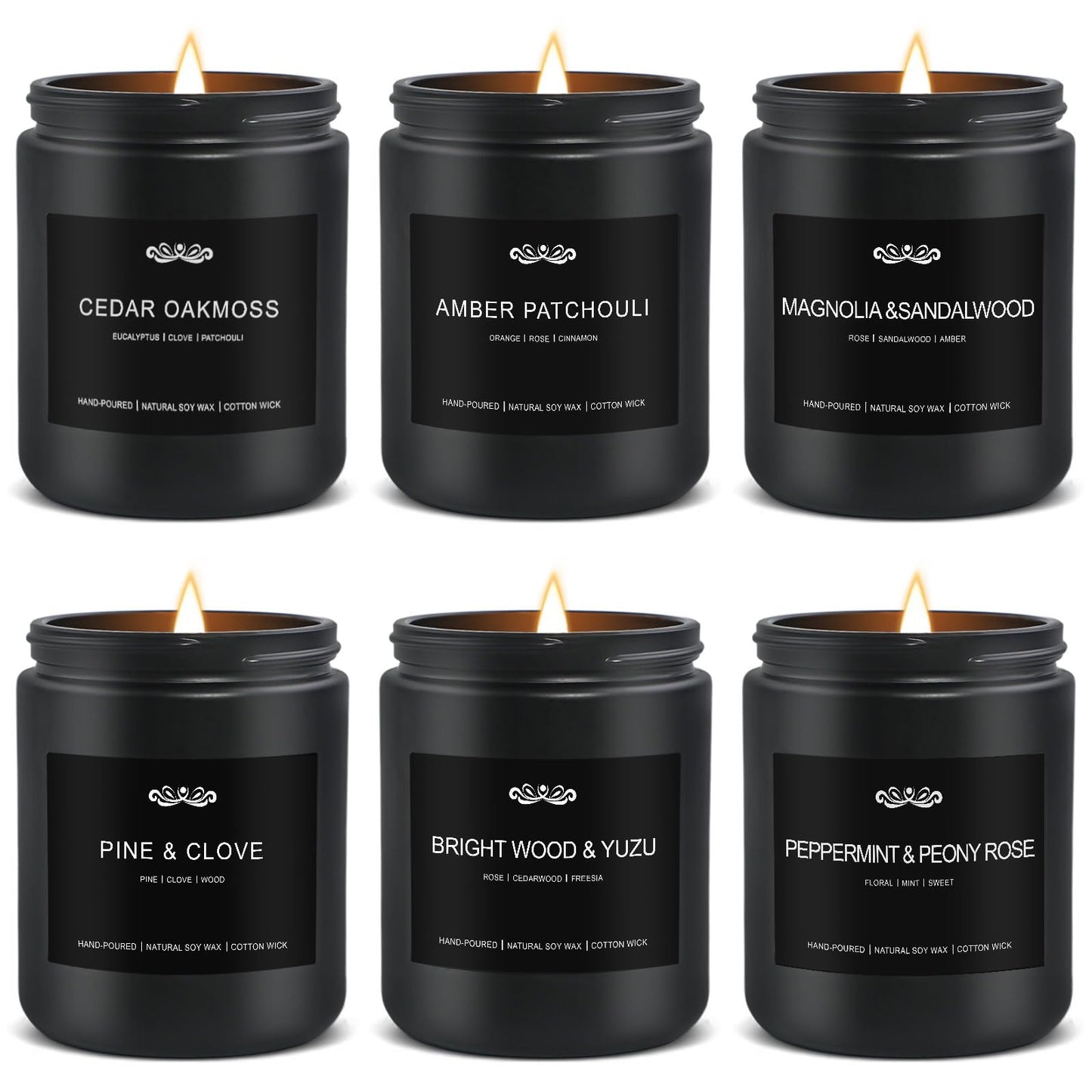 6 Pack Candles for Home Scented Aromatherapy Candles Gifts Set for Men, Men Candle Set, 42 oz 300 Hour Long Lasting Candles, Gifts for Mens, Birthday, Anniversary Present