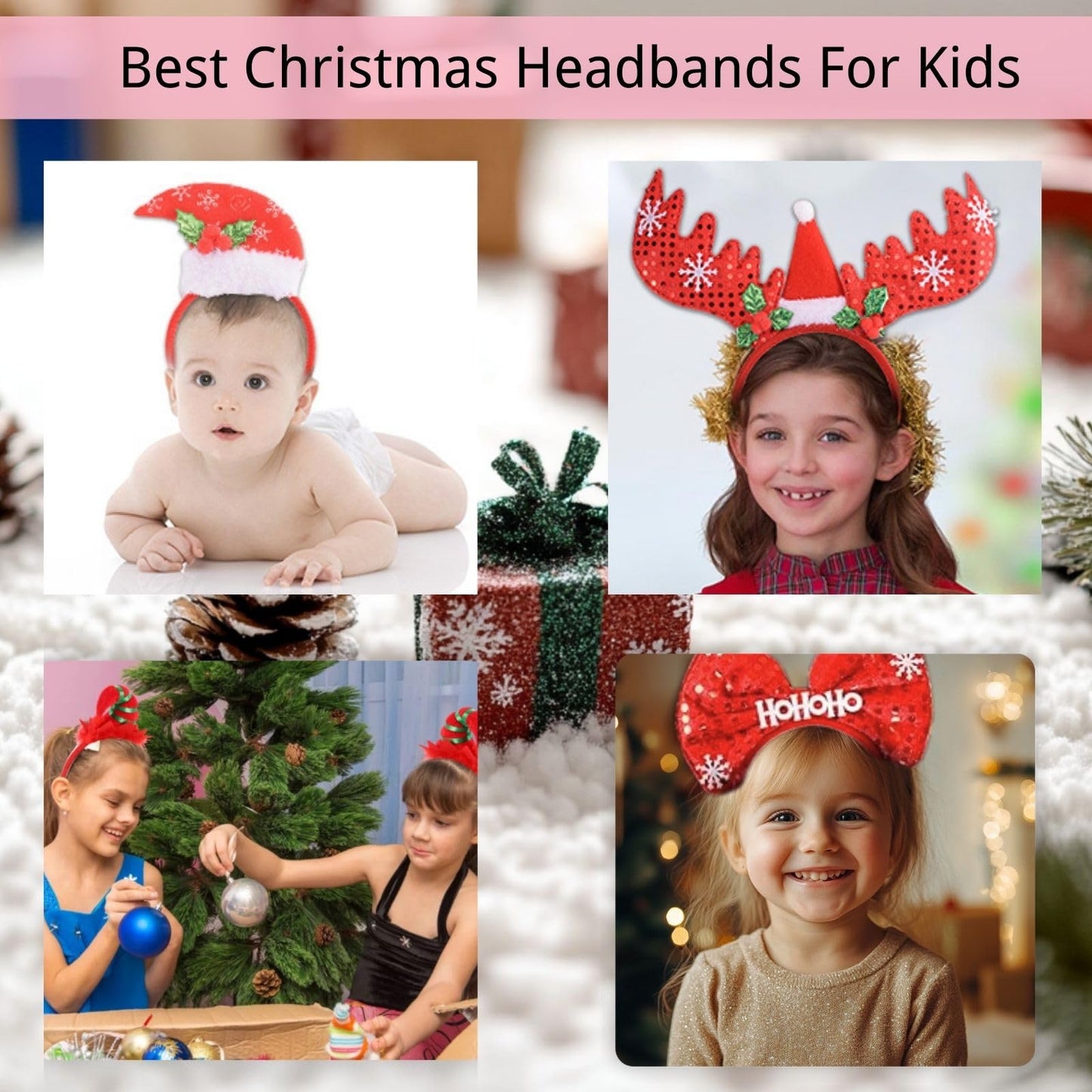 SEVEN STYLE 12 PCS Holiday Headbands, Cute Christmas Head Hat Toppers, Great Fun and Festive for Christmas Party Favors and Holiday Photos Booth