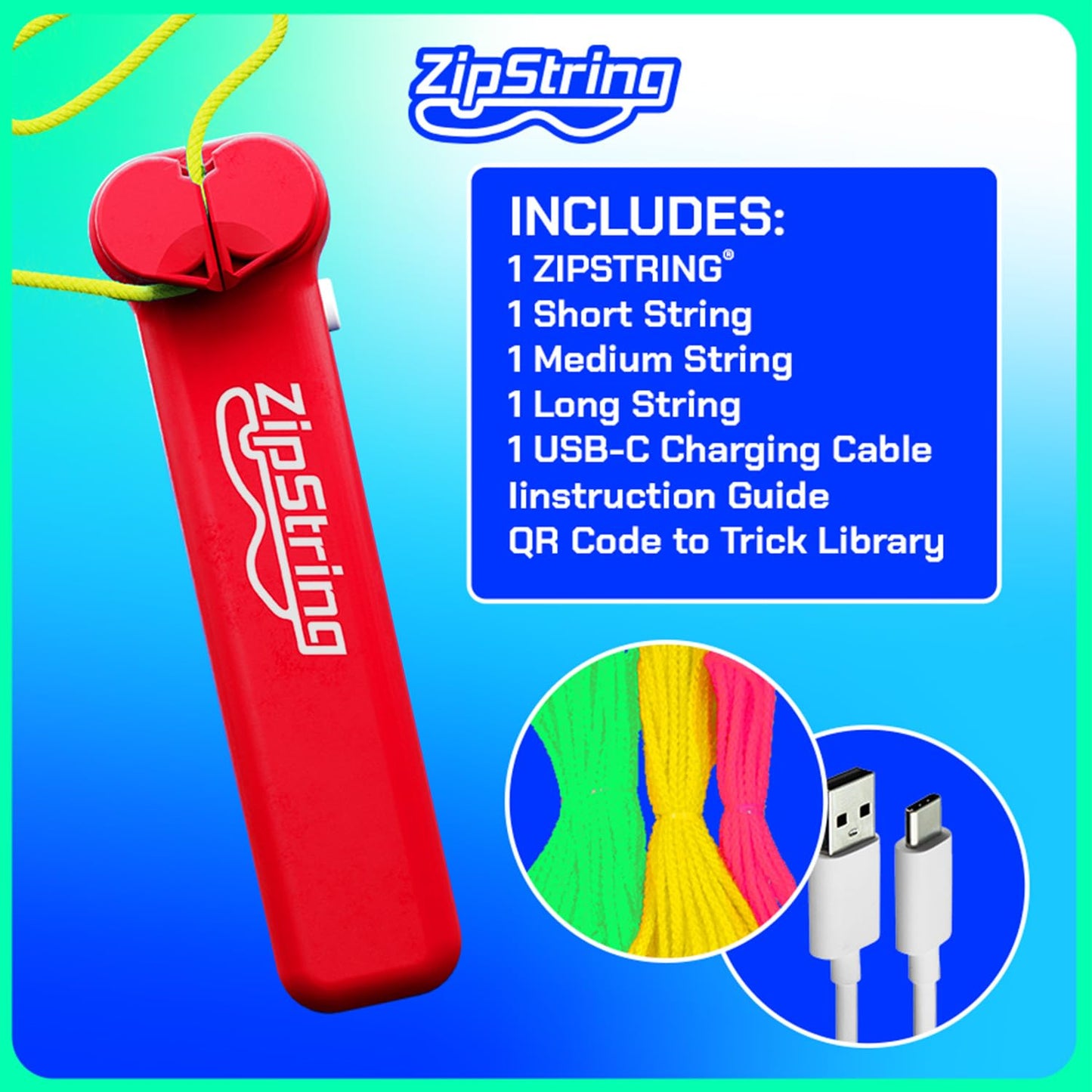 ZipString Original - As Seen on Shark Tank - Classic Rope Launcher Toy, Perfect for Kids & Adults - Fly a String Loop in The Air for Endless Tricks & Fun, Wonderment Awaits, Rock'it Red