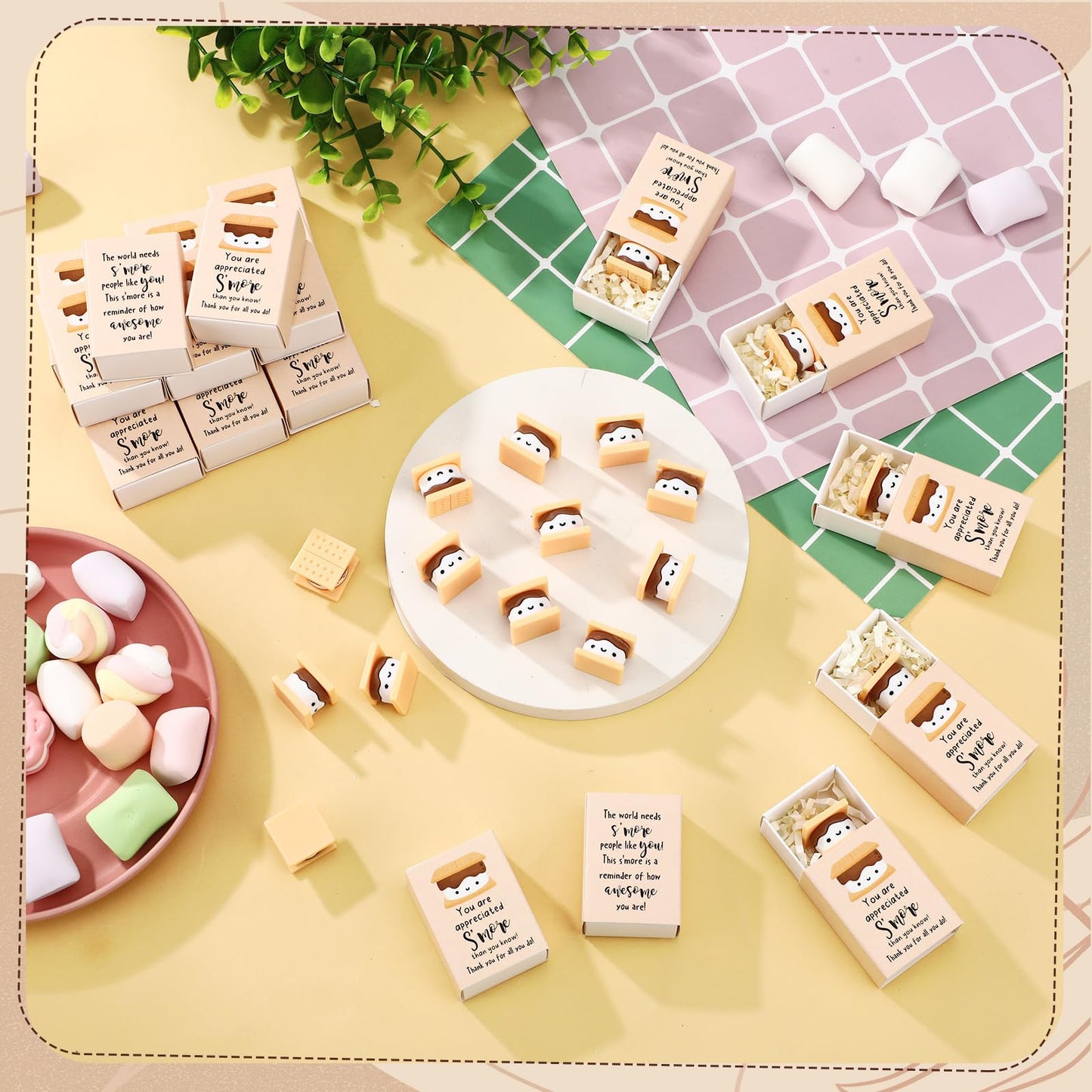 Wettarn 24 Sets S'more Appreciation Gifts Bulk Marshmallow with Box Party Favors Thank You Gift Rewards for Students Teacher Employee Nurse Coworkers Staff Team