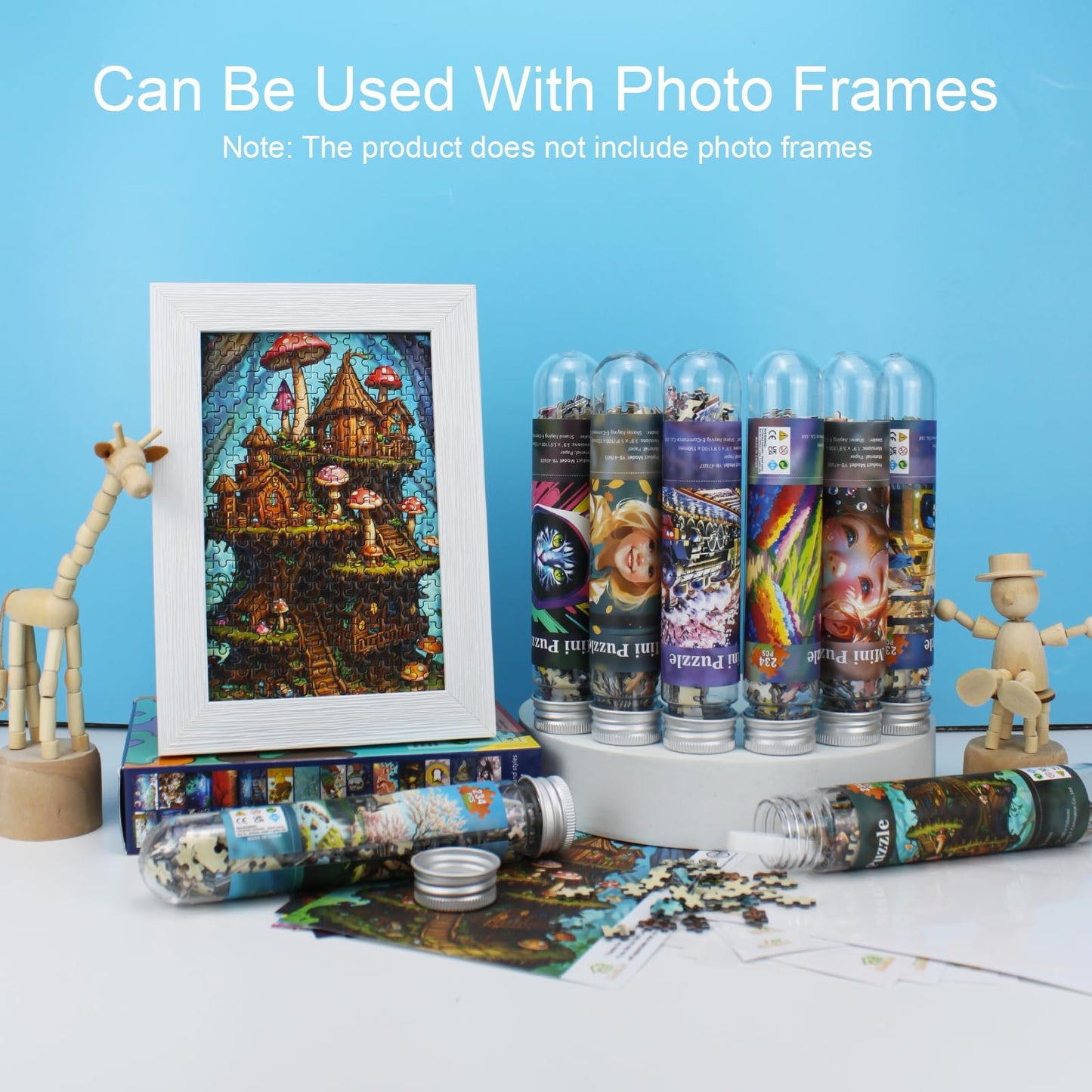 Mini Jigsaw Puzzles for Adults 234 Pieces (8 Packs) Small Jigsaw Puzzle Test Tube Puzzle Challenging Micro Puzzle Difficult Tiny Puzzle Home Decor Entertainment 6x4in (8 Pack - 6)