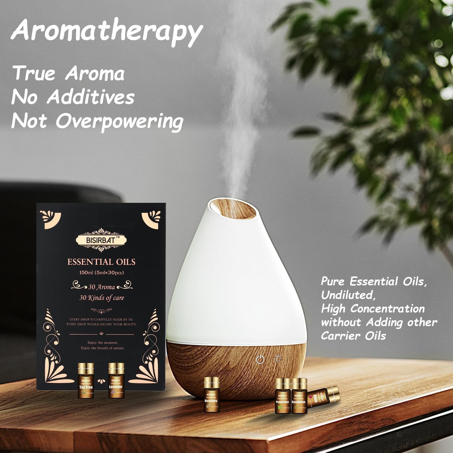 BISIRBAT 30 Aromatherapy Oils Set - Essential Oils for Diffuser, Air Freshening,Aromatherapy,Humidifiers,Massage, Candle&Soap Making, Laundry (5ml)
