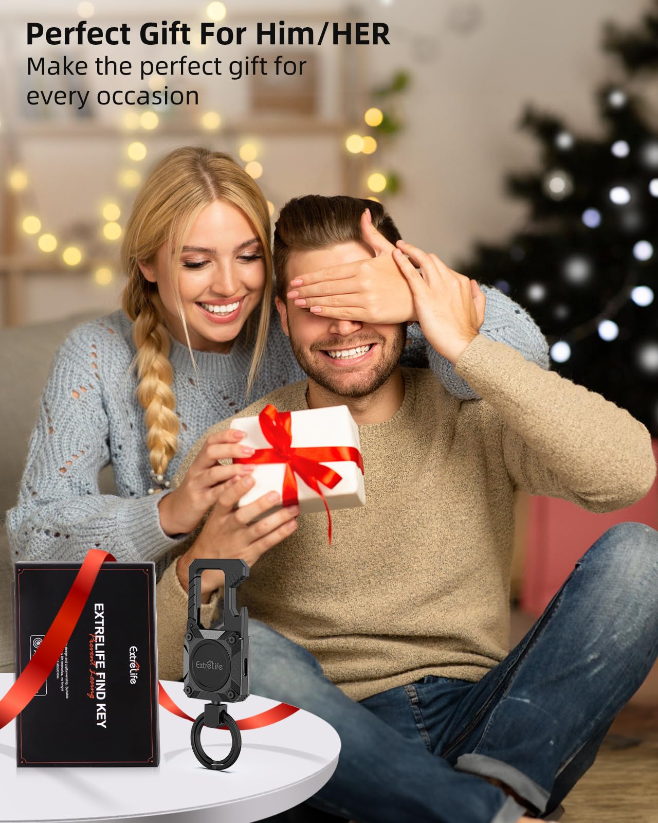 Keychain, Works with Apple Find My, Heavy Duty Keychain Bottle Opener, Carabiner Car Key Chains with Gps Tracker, Key Finder, Bluetooth Tracker for Luggage, Kids, Bags and More, Rechargeable, Black