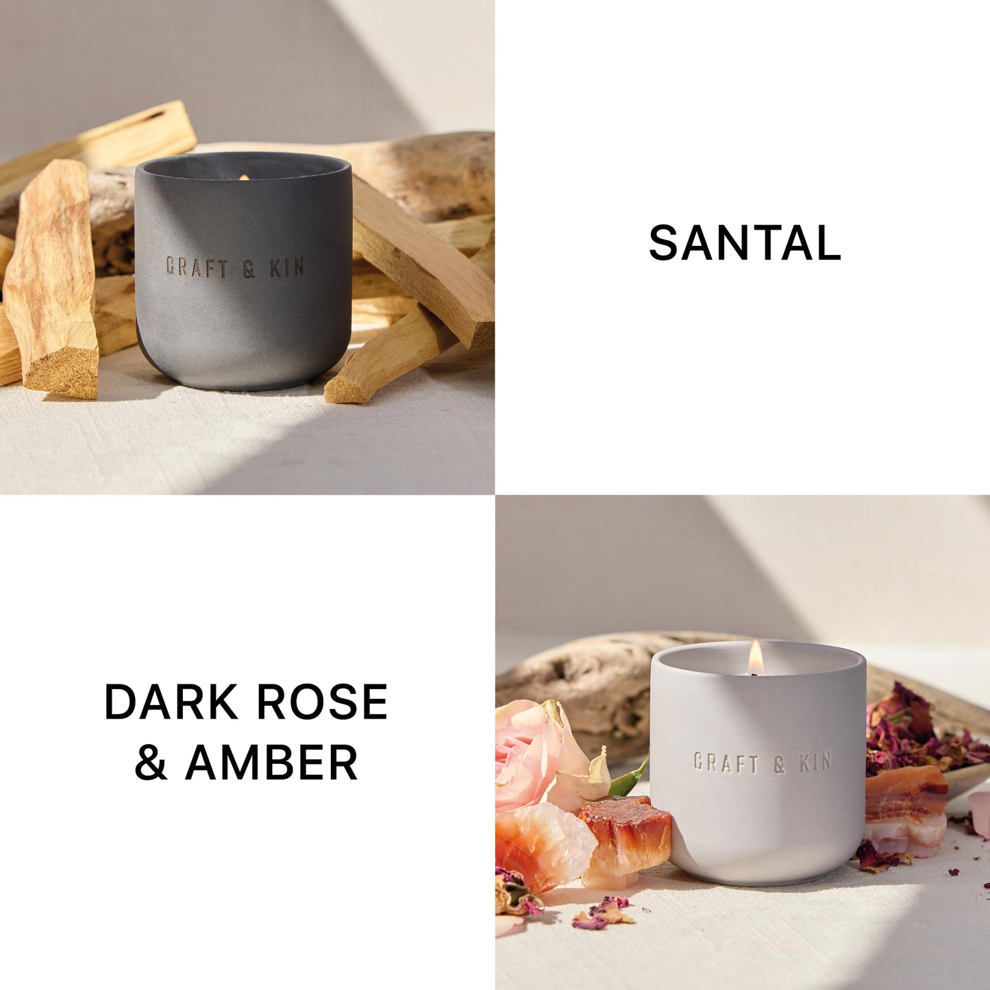 Craft & Kin Scented Candles Discovery Set | 4 Pack of 3oz Candles | 20-Hour Burn Time, Soy Blend Wax, Cotton Wick, Ceramic Jars