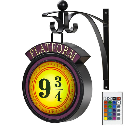 Platform Sign Lamp Halloween Decorations, Wireless Wall Light, RGB 16 Color Night Light with Remote Control, Christmas Decor for Home Party Bedroom, Halloween Christmas Gift for Movie Lovers and Fans