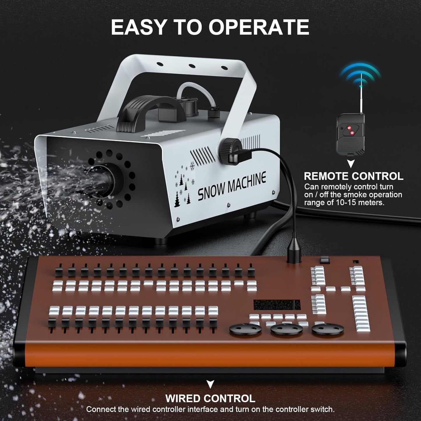 1000W Snow Machine Remote & Manual Control Snowflake Making Adjustable Snowflake Size Snowmaker Perfect for Christmas,Weddings and Theatrical Effects (Grey, 1)