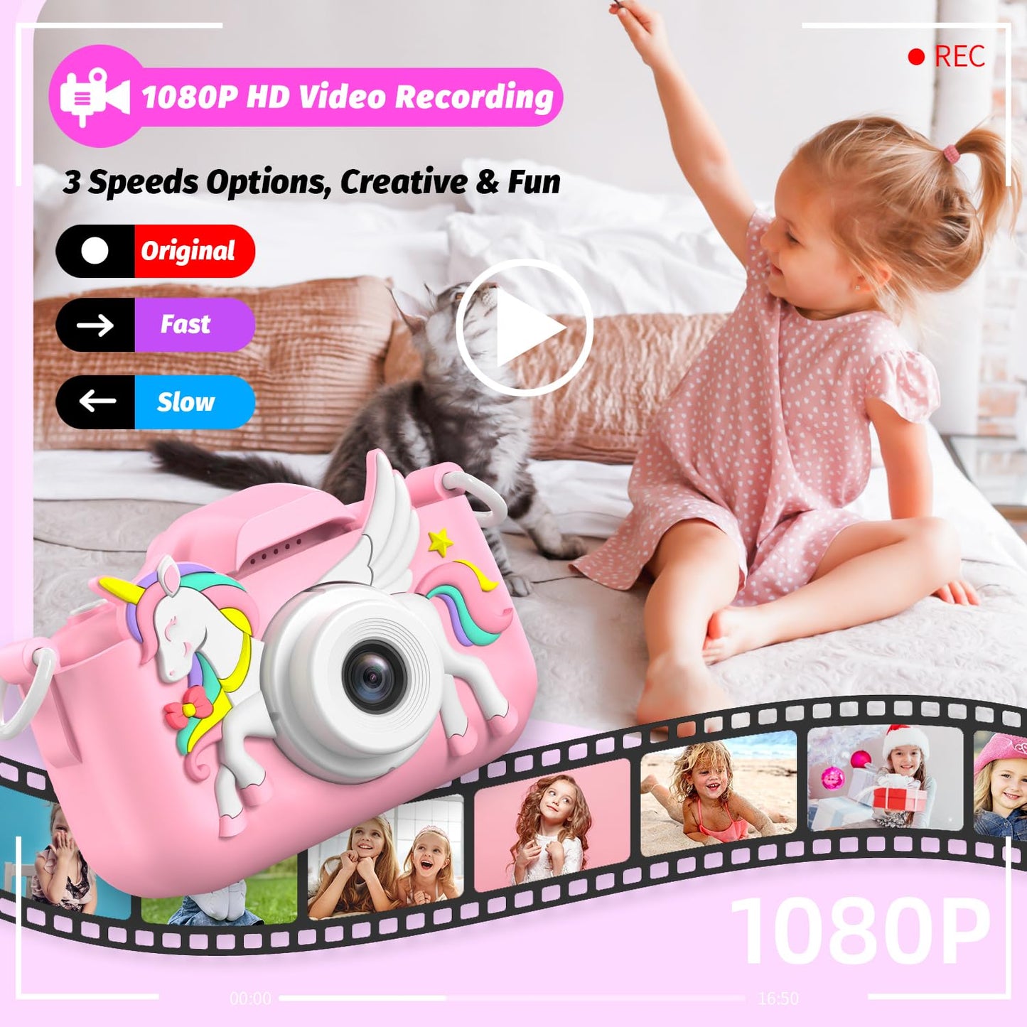 Masterbee Children's Camera Toys for Girls & Boys, 3-12 Years - 1080P HD Video Kids Digital Camera - Perfect for Christmas & Birthday Gifts