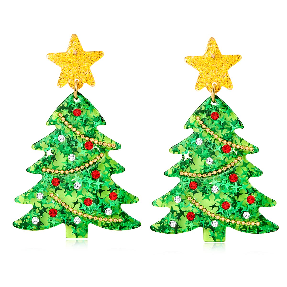 Christmas Tree Earrings for Women Acrylic Drop Earrings Green Tree Earrings