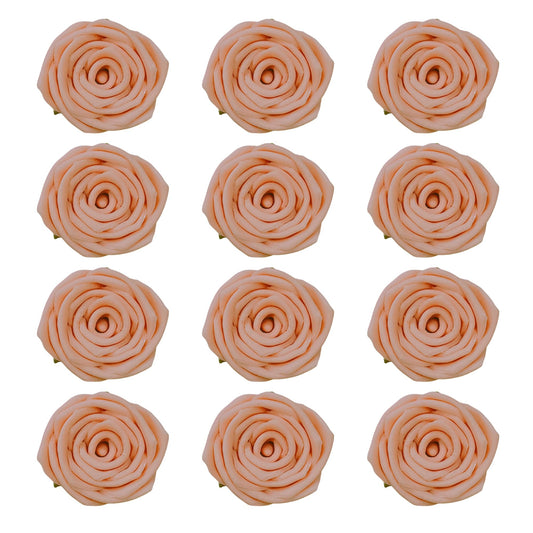 Confect Edible Rose Topper | Pretty Peach Pearl Edible Rose Toppers for Cakes, Cupcakes & Doughnuts | Perfect for Cake Decorations & Cupcake - Vegan, Dairy-Free, Palm Oil-Free - Pack of 12