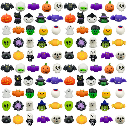 Anditoy 100 PCS Halloween Mochi Squishy Toys Squishies for Kids Girls Boys Halloween Party Favors Halloween Treat Bags Gifts