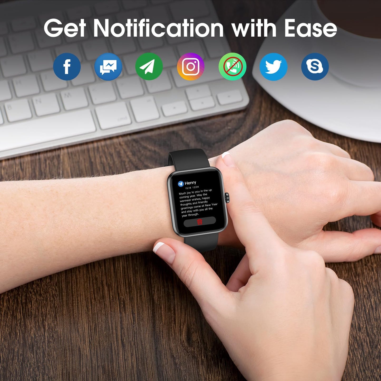 TYKOIT Smart Watch, Fitness Tracker with Heart Rate Monitor, Blood Oxygen, Sleep Tracker, 41mm Touchscreen Smartwatch for Android iOS Swimming Waterproof Pedometer Step Calories Tracker for Women Men