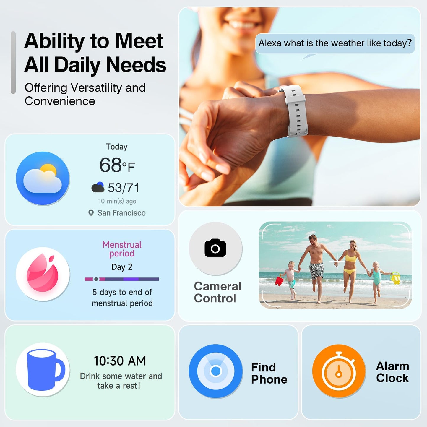 Smart Watches for Women Men, 2025 Smartwatch 1.8'' Alexa Fitness Tracker Smart Watch Compatible for Android iPhone with Bluetooth Call (Answer/Make), IP68 Waterproof Heart Rate/Sleep/SpO2 Monitor 110+