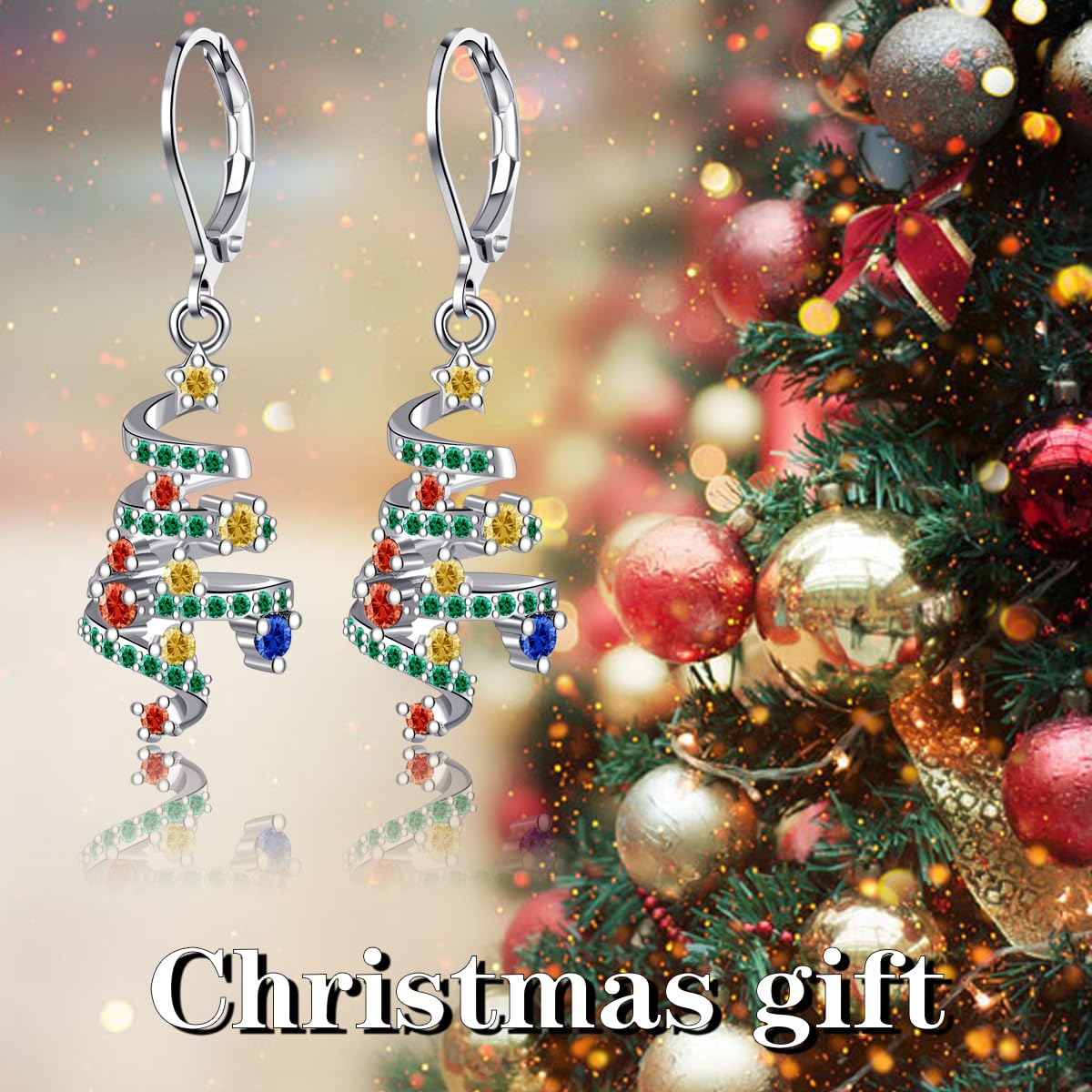 TALYKONG Christmas Earrings Christmas Tree Earrings for Women Dangle Leverback Christmas Holiday Winter Xmas Jewelry for Women (christmas tree)