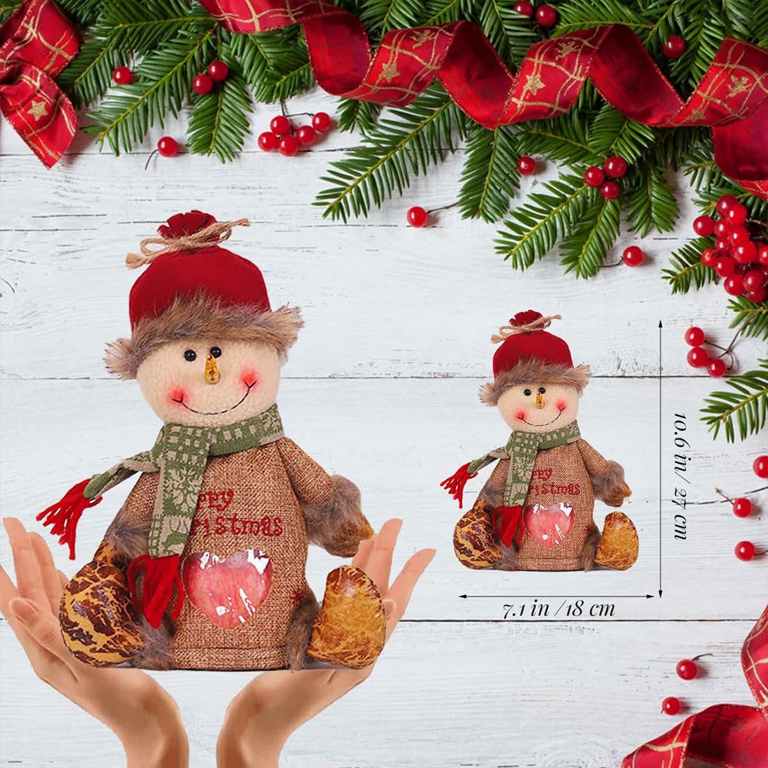 2026 New Christmas Gift Bags Zipper Design, Flax Fabric Christmas Apple Bags Zipper Reusable Santa Snowman Doll Storage Gift Bag for Chritmas Party Decor and Festival (G-3PC)