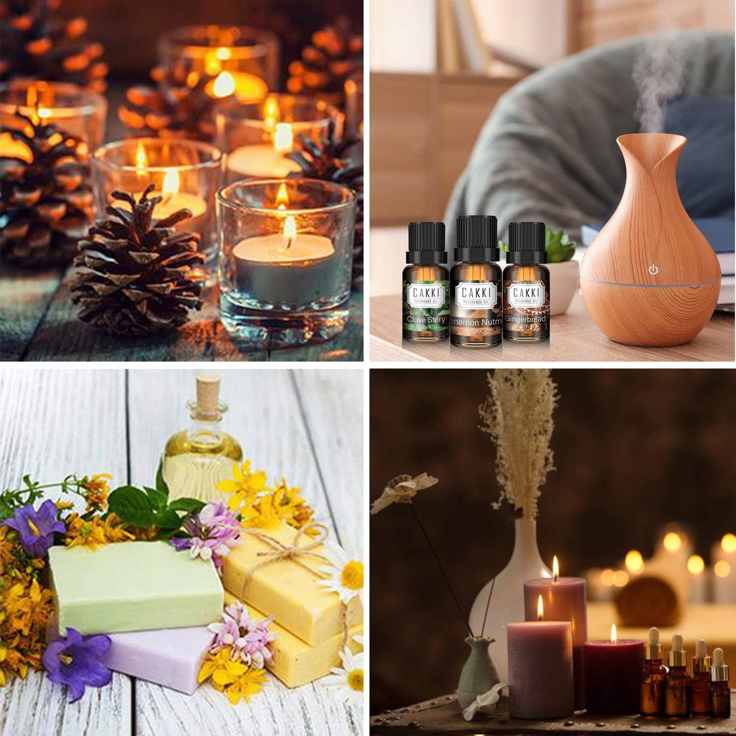 Autumn Essential Oils for Diffusers for Home, CAKKI Fragrance Oils Set, 6 Fall Scents, Natural Aromatherapy Oils, for Candles Making, for Soaps Making, for Humidifiers, 6x10 ml
