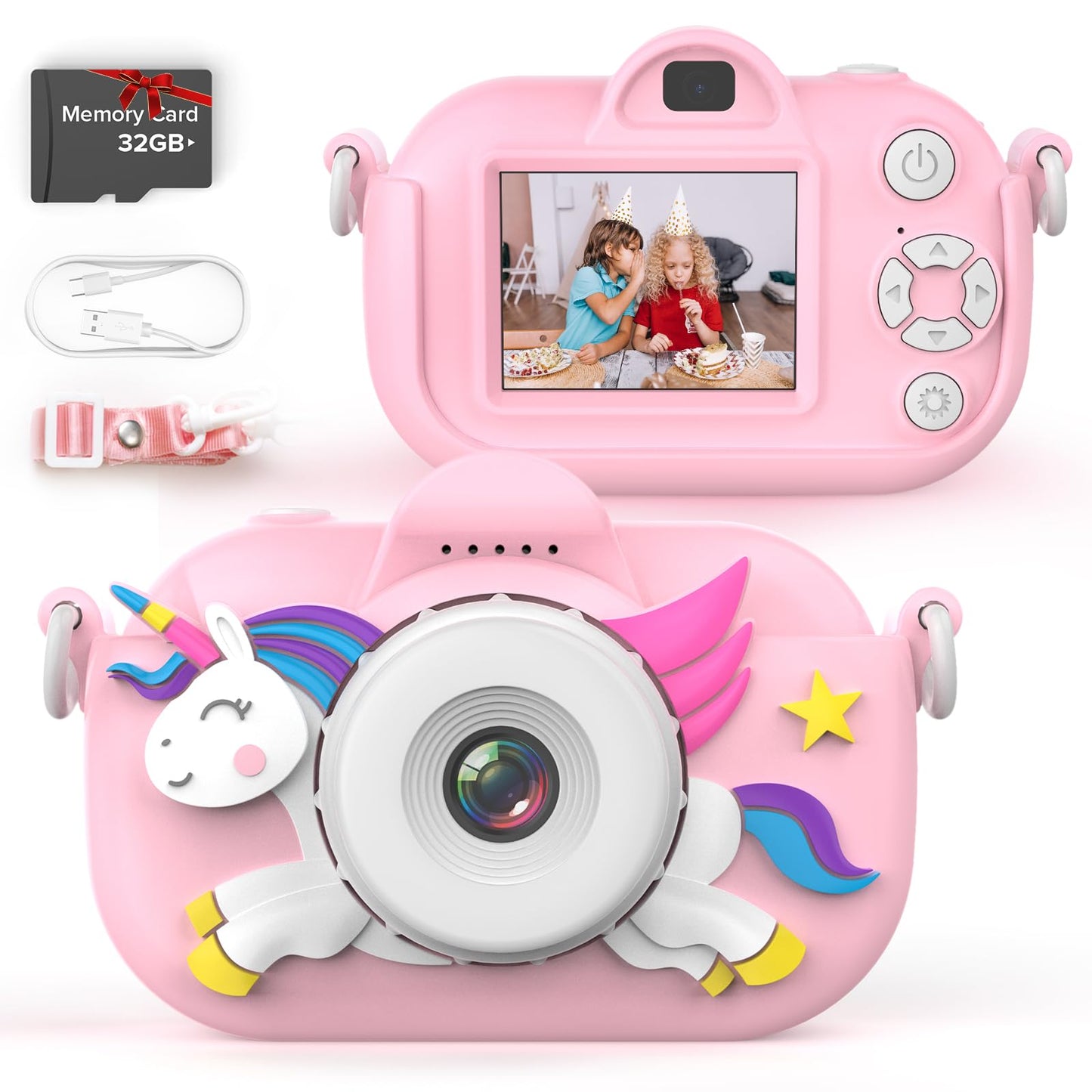 Kids Camera for Girls, 3-12 Year Old Girl Toys Christmas Birthday Gifts, 32MP HD Dual Lens Toddler Camera for Kids, 1080P Video Kids Digital Camera, Kid Camera Toys with 32GB TF Card