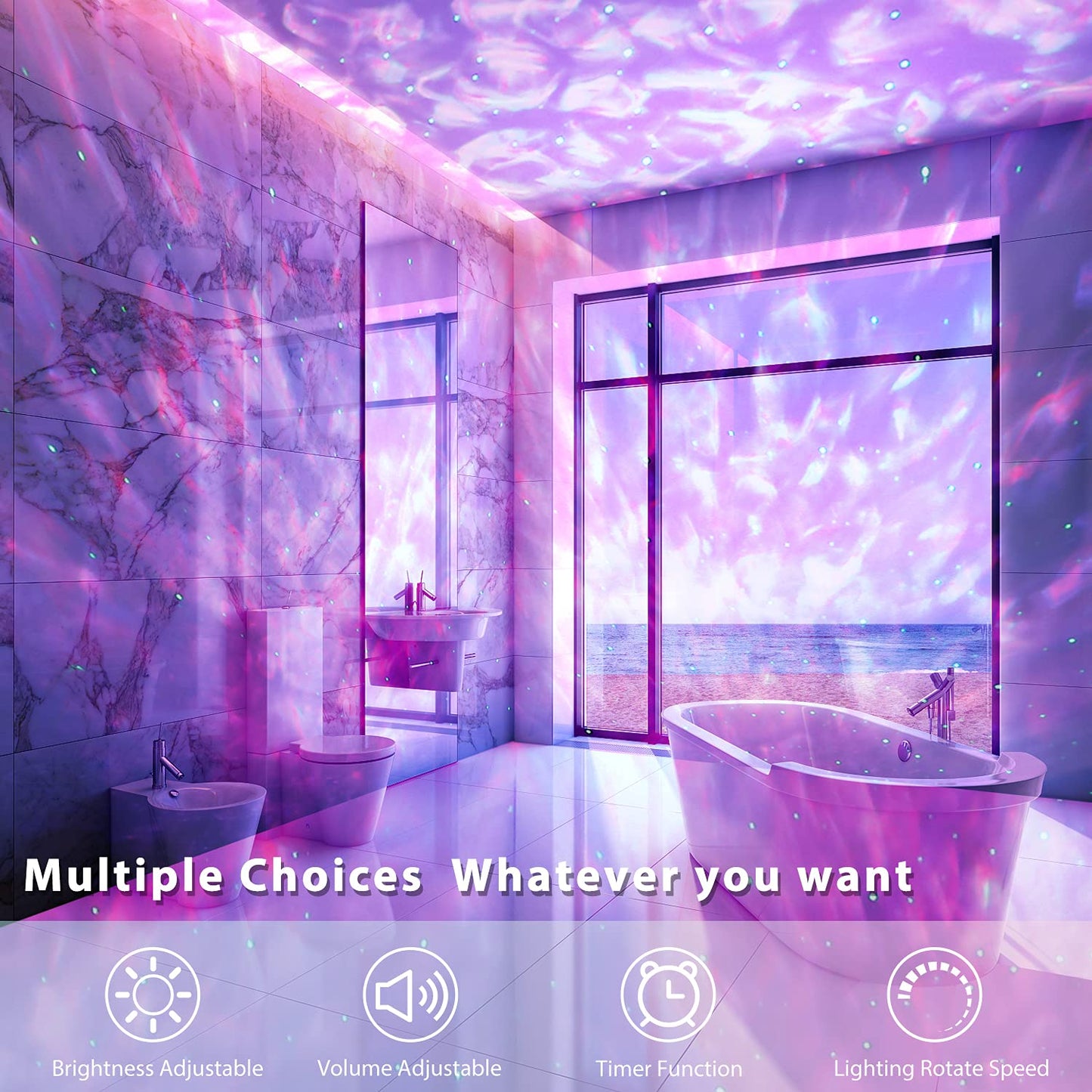 Star Projector Night Light - Galaxy Projector Light for Bedroom/Party Adults Kids with Bluetooth Music Speaker Voice & Remote Control, No App Needed