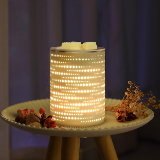 Enaroma Wax Melt Warmer Ceramic Oil Burner with Timer Electric Candle Wax Melter with Led Coloful Changing Silicone Removeable Tray for Home Office Bedroom