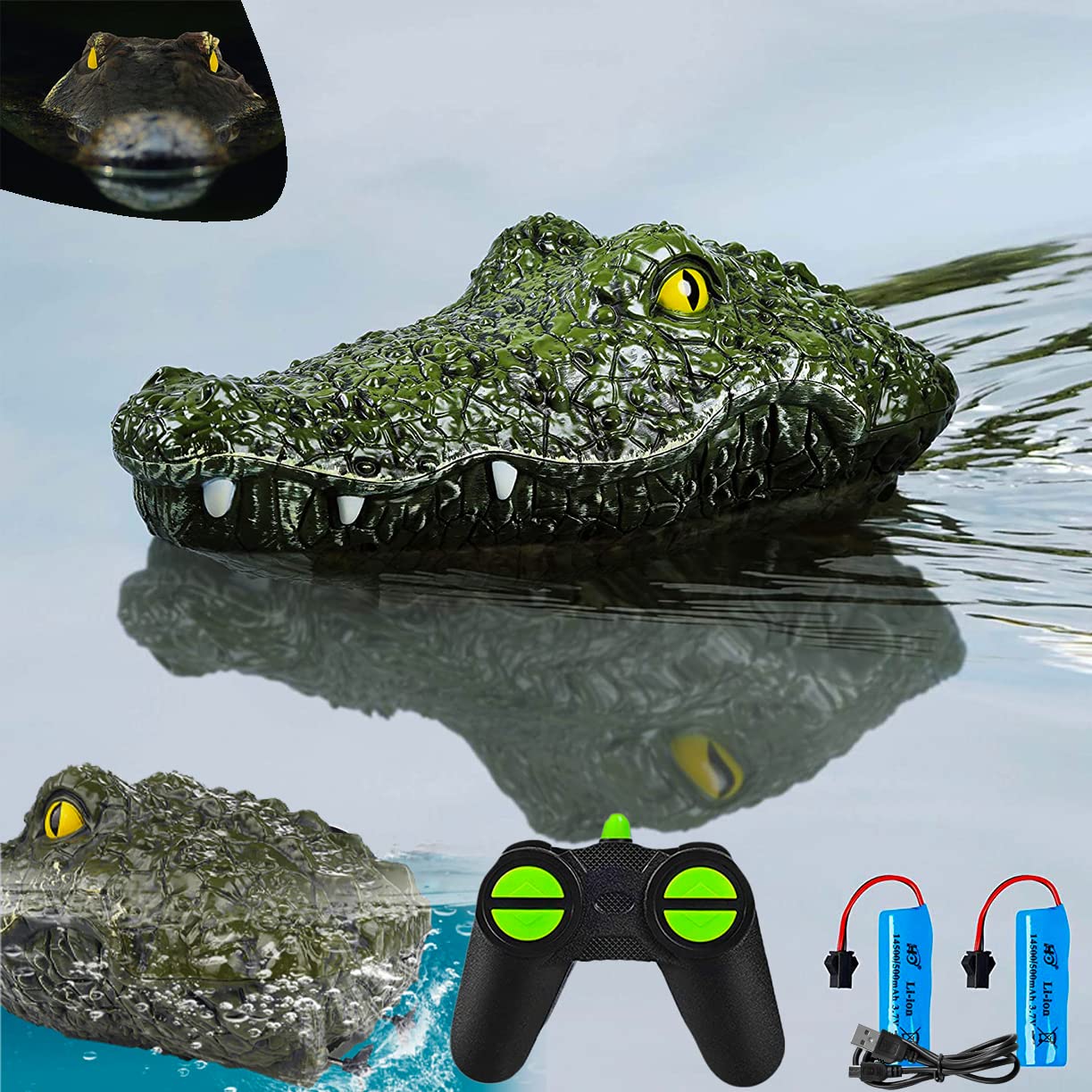 2.4GHz Remote Control Crocodile Head Boat for Pools and Lakes High Simulation Alligator Heads RC Boats Prank Toys for Adults and Kids - RC Boats