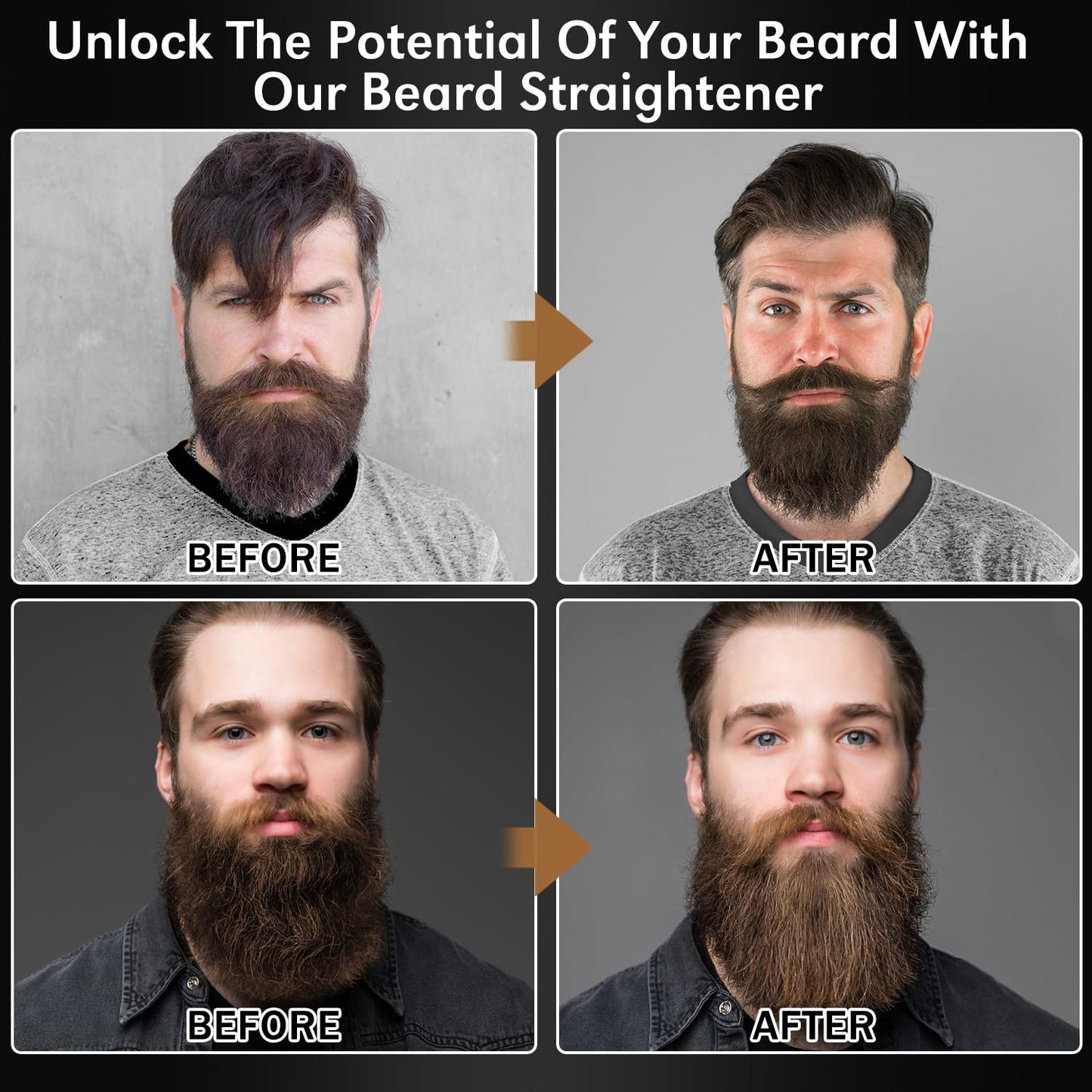 XIKEZAN Beard Kit for Men Grooming & Straightening Set,w/Beard Straightener, 2 Pack Oil, Balm, Comb, Scissor, Brush, Birthday Valentines Gifts for Him Dad Men Boyfriend Christmas Stocking Stuffers