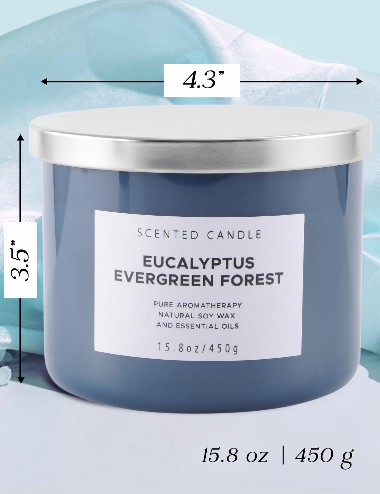 Eucalyptus Evergreen Forest 3 Wick Scented Candle | Luxury Soy Candles for Home | Relaxing Aromatherapy Stress Relief Candle 15.8 oz | Clean Burn Long Lasting Balsam Fir Woods Candles for Men & Women