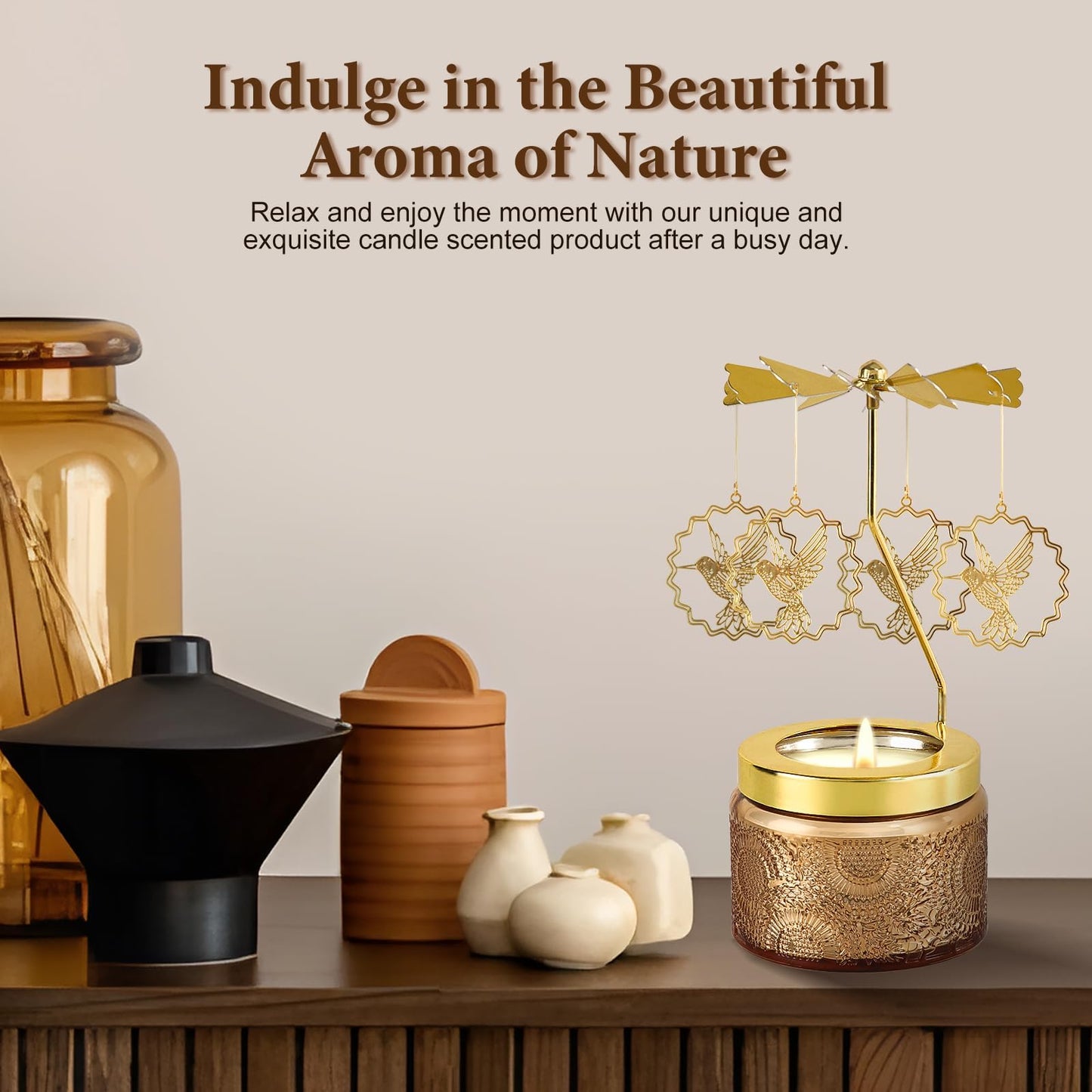 Birthday Gifts for Women, Mom, Wife, Girlfriend, Sister, Her, Female Friends, Gifts for Women Birthday Unique, Mothers Day Gift, Anniversary Rotating Candles Gift for Woman (Hummingbird)