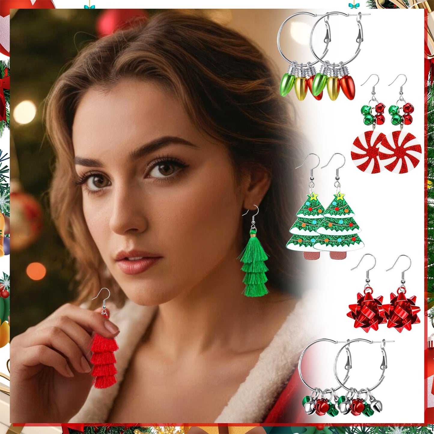 Gushu 70 Pairs Christmas Earrings for Women Girls, Bulk Christmas Gift Holiday Dangle Earrings Cute Xmas Stud Earrings Set Christmas Party Jewelry Gifts