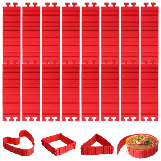 Jucoan 16 Pack Silicone Cake Mold Magic Bake Snake, Silicone Cake Shapers for DIY Round Rectangular Heart Shape Cake Dessert, Ice Barrier for Tie Dye